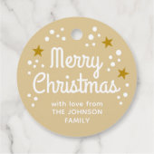 メリークリスマスフォト名シンプル金ゴールドラウンドギフト フェイバータグ (裏面)