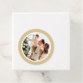 メリークリスマスフォト名シンプル金ゴールドラウンドギフト フェイバータグ (インサイチュ)