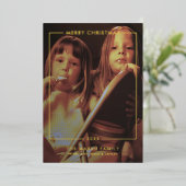 メリークリスマスフォト垂直 – 金ゴールド縁ど 箔シーズンカード (立ち正面)