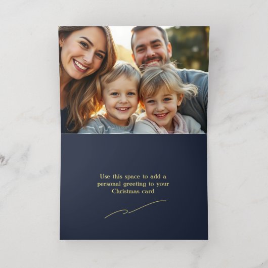 メリークリスマスフォト折り箔グリーティングカード 箔グリーティングカード (内側レイダウン)