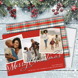 メリークリスマスフォト数々のレッドホリデープレイド シーズンカード