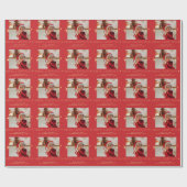 メリークリスマスフォト文字パーソナライズされたレッド ラッピングペーパー (フラット)