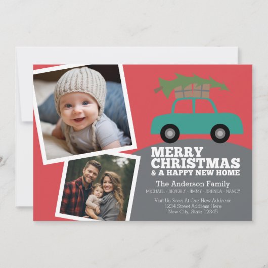 メリークリスマスフォト新しいホームアドレス移動 シーズンカード (正面)