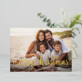 メリークリスマスフォト水平 – 金ゴールド 箔シーズンカード (立ち正面)