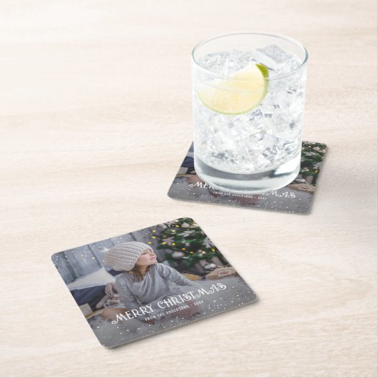 メリークリスマスフォト紙コースター スクエアペーパーコースター (インサイチュ)