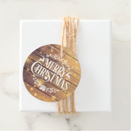 メリークリスマスフォト素朴ウッド フェイバータグ