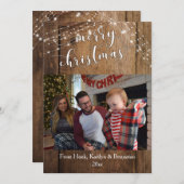 メリークリスマスフォト素朴(木とライト付き) シーズンカード (正面/裏面)