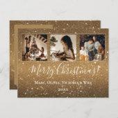 メリークリスマスフォト金ゴールドグリッター シーズンポストカード (正面/裏面)