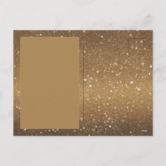 メリークリスマスフォト金ゴールドグリッター シーズンポストカード (裏面)