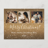 メリークリスマスフォト金ゴールドグリッター シーズンポストカード (正面)