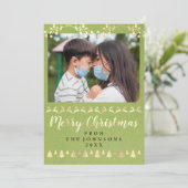 メリークリスマスフォト金ゴールドスモークブルークラフトモダン シーズンカード (スタンド正面)