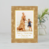 メリークリスマスフォト金ゴールドモダン水玉模様 箔シーズンカード (立ち正面)