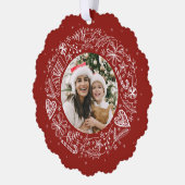 メリークリスマスフォト金ゴールドリースレッド オーナメントカード (左)