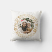 メリークリスマスフォト金ゴールドリース クッション (正面)