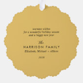 メリークリスマスフォト金ゴールド休日 オーナメントカード (裏面)