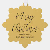 メリークリスマスフォト金ゴールド休日 オーナメントカード (正面)