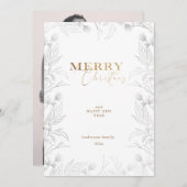 メリークリスマスフォト金ゴールド書道カード シーズンカード (正面/裏面)