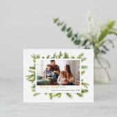 メリークリスマスフォト金ゴールド 箔シーズンポストカード (立ち正面)