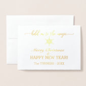 メリークリスマスフォト魔法のコラージュにしがみつく 箔カード (封筒付き正面)