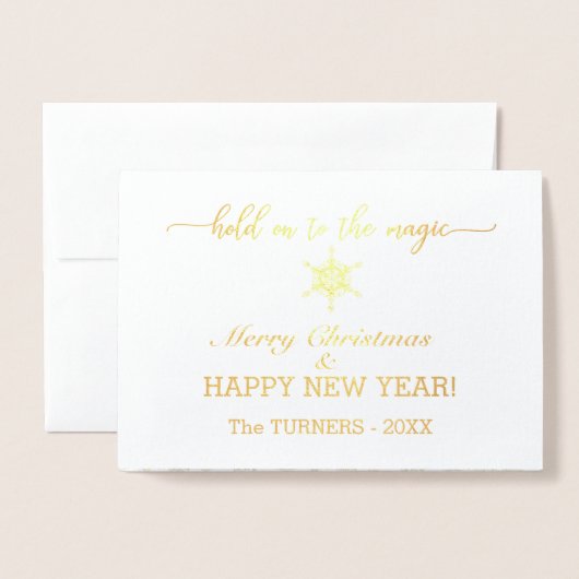 メリークリスマスフォト魔法のコラージュにしがみつく 箔カード (封筒付き正面)