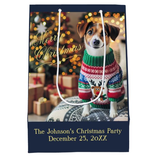 メリークリスマスフォト ミディアムペーパーバッグ (裏面)