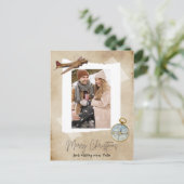 メリークリスマスフォト、ヴィンテージ飛行機&コンパス シーズンポストカード (スタンド正面)