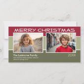 メリークリスマスフォト – 2枚の写真パステルストライプの写真 シーズンカード (正面)