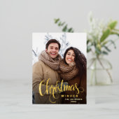 メリークリスマスフォトGREETING金ゴールド 箔シーズンポストカード (立ち正面)
