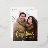 メリークリスマスフォトGREETING金ゴールド 箔シーズンポストカード (正面/裏面)