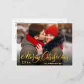 メリークリスマスフォトGREETING金ゴールド 箔シーズンポストカード (正面/裏面)