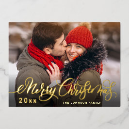 メリークリスマスフォトGREETING金ゴールド 箔シーズンポストカード