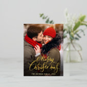 メリークリスマスフォトGREETING金ゴールド 箔シーズンポストカード (立ち正面)