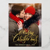 メリークリスマスフォトGREETING金ゴールド 箔シーズンポストカード (正面)