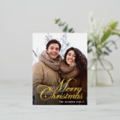 メリークリスマスフォトGREETING金ゴールド 箔シーズンポストカード (立ち正面)