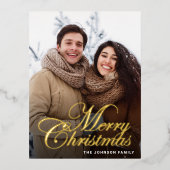 メリークリスマスフォトGREETING金ゴールド 箔シーズンポストカード (正面)