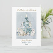 メリークリスマスフォレストの水の色のホリデーカード シーズンカード (スタンド正面)