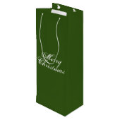 メリークリスマスフォレストグリーンエレガントスクリプシンプルト ワインギフトバッグ (裏面アングル)