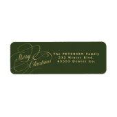 メリークリスマスフォレストグリーン金ゴールド差出人住所 ラベル (正面)