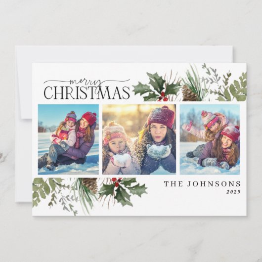 メリークリスマスフォレストベリーピネコーンの写真 シーズンカード (正面)