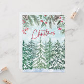 メリークリスマスフォレスト、赤い果実、ピネコン カード (正面/裏面インサイチュ)