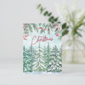 メリークリスマスフォレスト、赤い果実、ピネコン シーズンポストカード (スタンド正面)