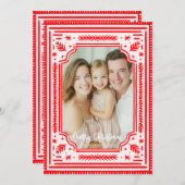 メリークリスマスフォークレッドスカンディナビアデザイン シーズンカード (正面/裏面)