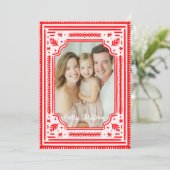 メリークリスマスフォークレッドスカンディナビアデザイン シーズンカード (スタンド正面)