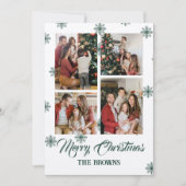 メリークリスマスフォーフォトコラージグリーンベージュ シーズンカード (正面)
