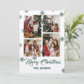メリークリスマスフォーフォトコラージグリーンベージュ シーズンカード (スタンド正面)