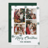 メリークリスマスフォーフォトコラージグリーンベージュ シーズンカード (正面/裏面)