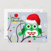 メリークリスマスフクロウのトレンド シーズンポストカード (正面/裏面)