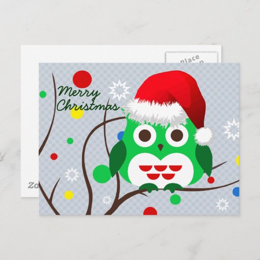 メリークリスマスフクロウのトレンド シーズンポストカード (正面/裏面)