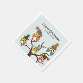 メリークリスマスフクロウの木の紙ナプキン スタンダードカクテルナプキン (角)