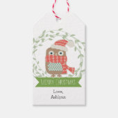 メリークリスマスフクロウクラフト ギフトタグ (正面)